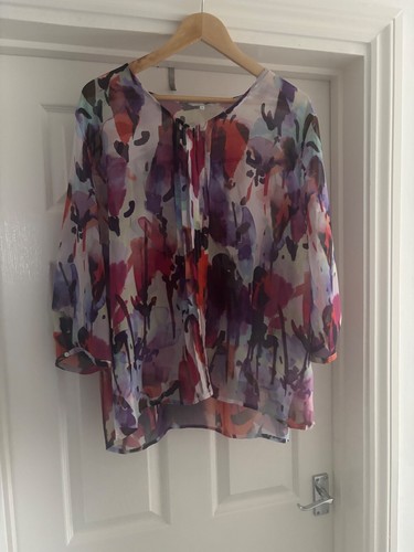Ladies Size 22 Multi Coloured Top Dash Elegant Sleeves Preowned Patterned Used