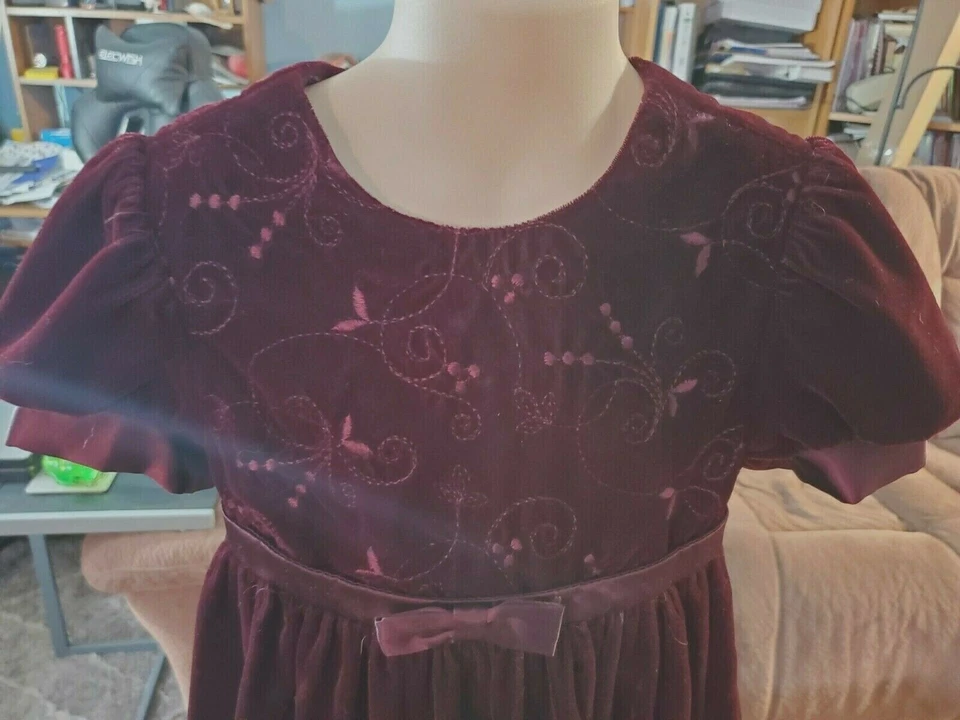 Jessica McClintock Girls Dress Velvet Feel Zipper & Tie Back Size 5(Pre-Owned) - Image 4 of 4