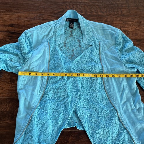 international Concepts INC Women’s Blue Lace Top Size XL Linen - Picture 11 of 14