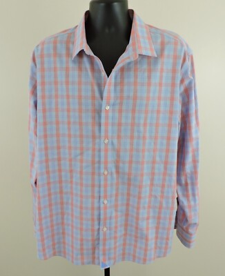 UNTUCKIT MOREY Mens 2XL Light Blue Coral Wrinkle Free Long Sleeve Button Shirt