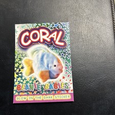 Jb20 Ty beanie babies series 4 1999 Glow In The Dark Sticker Coral Fish Tie-Dye