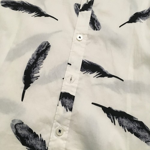 7 Diamonds mens shirt, long sleeve, size M, white/black feather print,tags, new. - Picture 2 of 10