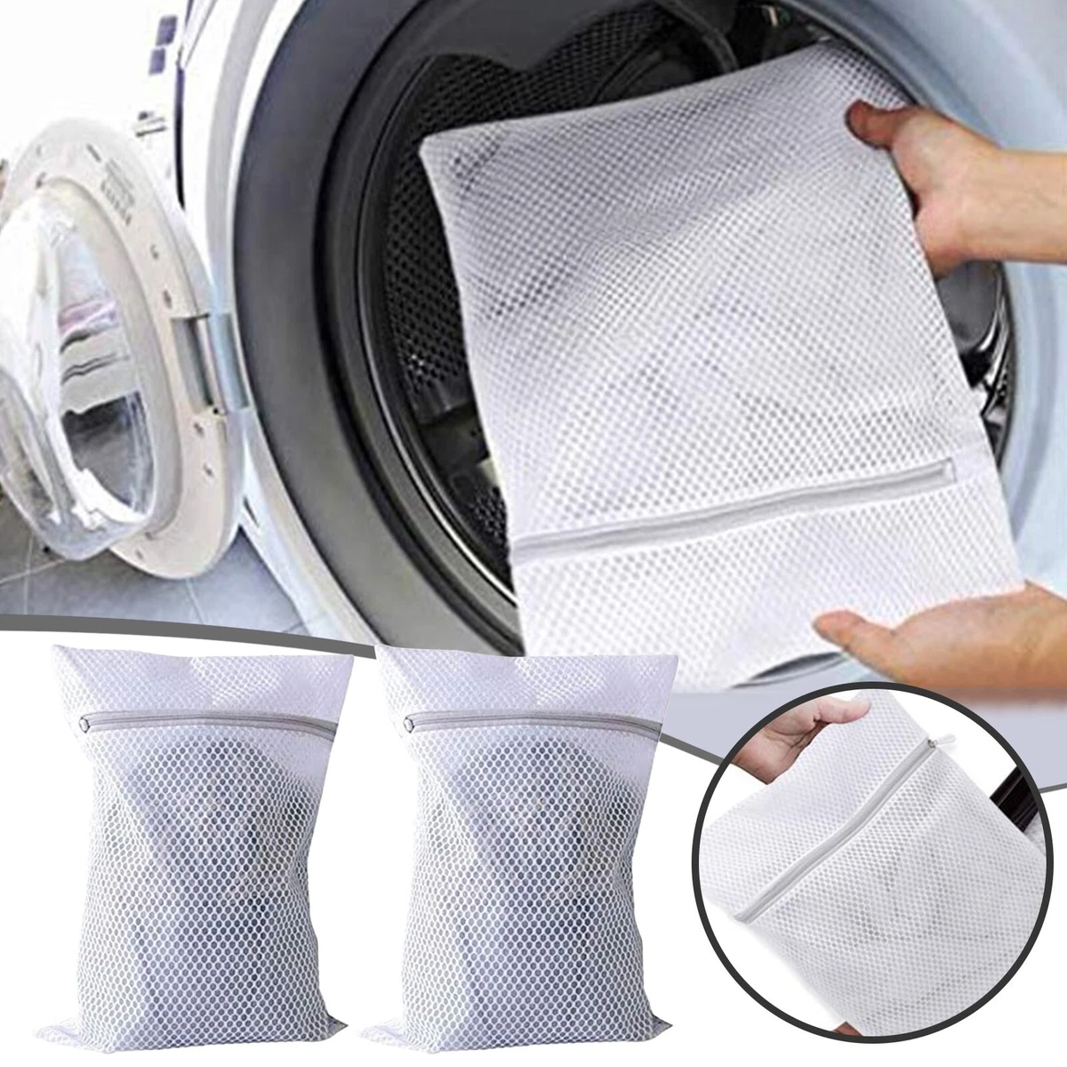 2pcs Mesh Laundry Bags, Bra Wash Bag, Mesh Laundry Bags Reuse Durable  Washing Machine Bag