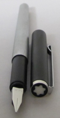 Montblanc Fountain Pen Noblesse Slimline Vintage Black & Silver M Pt New In Box*