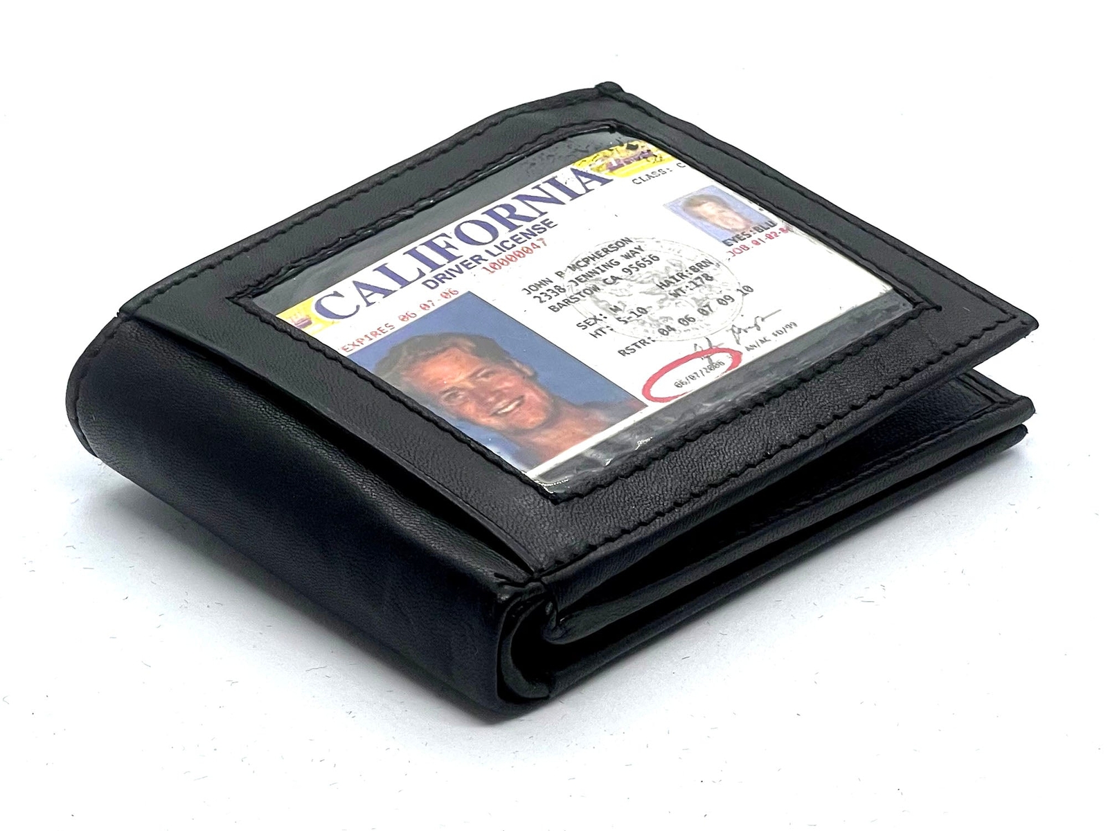 RFID-Blocking Genuine Leather Men's Bifold Wallet with Center Flap Cardholder  