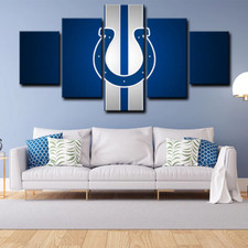Indianapolis Colts NFL Football Team Logo 5 Piece Panel Canvas Wall Art Decor