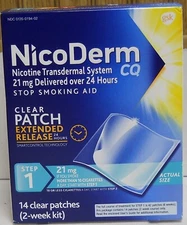 NicoDerm CQ Stop Smoking Step 1 Patches 2 Week Kit Exp 01/2028