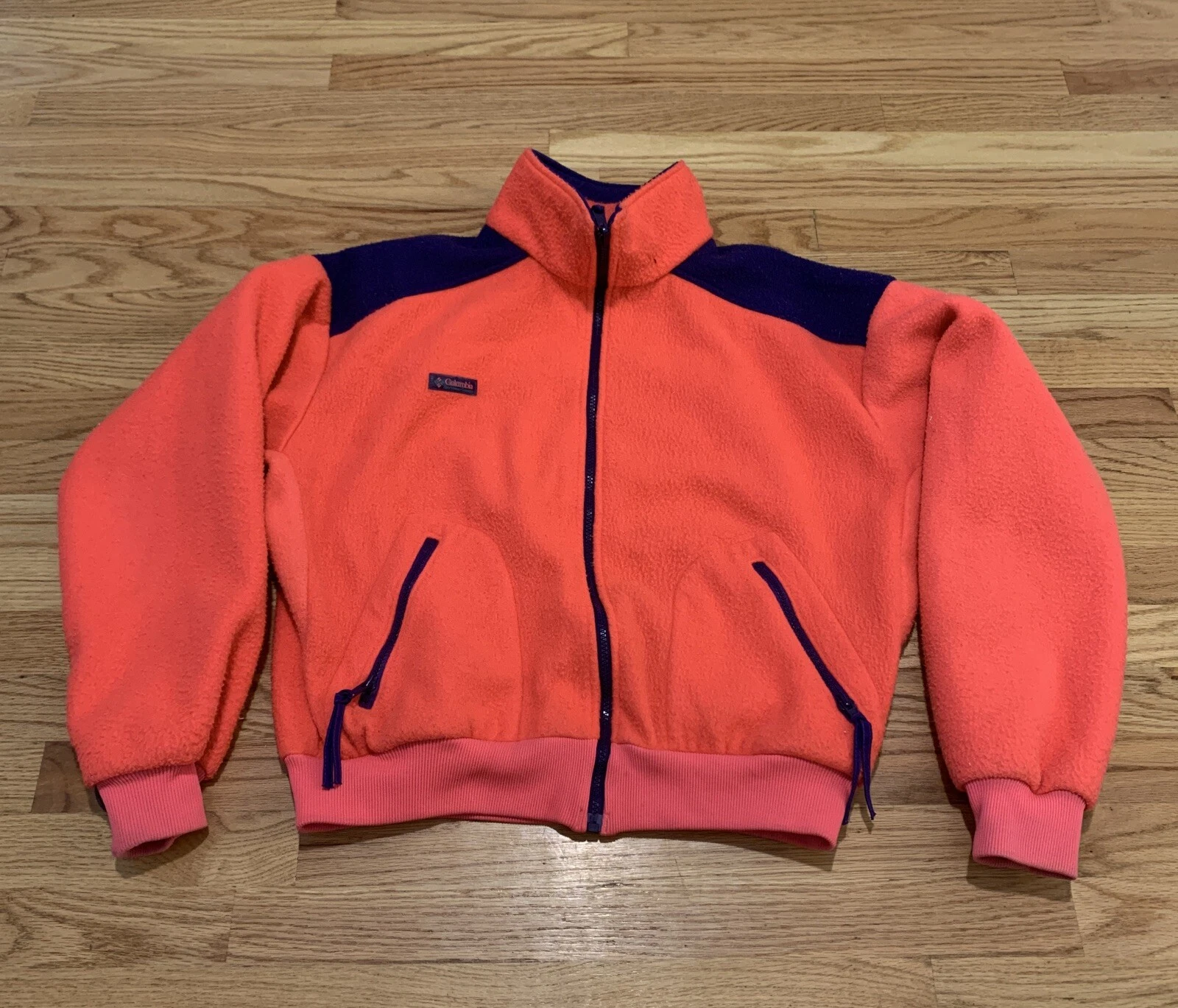 Columbia L Fleece Jacket BOXY USA Made Bright Pink Vintage 90’s SKI