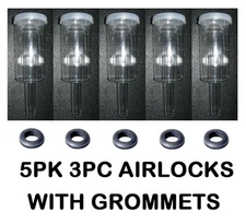 AIRLOCKS 5 3PC ++ 5 SINGLE GROMMETS BEST QUALITY VINTAGE SHOP BEER WINE AIR LOCK