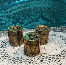 Brass Drum Holiday Ornament - Set Of 3 - Aged
