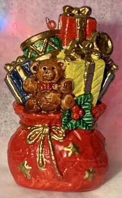  Sack Of Presents  Christmas Ornament 3.5  Teddy Bear Drum Trumpet Wrapped Gifts