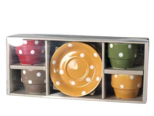 Set 6 Tazze Jumbo In Ceramica Con Stampa Pois — Capienza 500 Ml, Lavabili In Lavastoviglie, Colori Assortiti