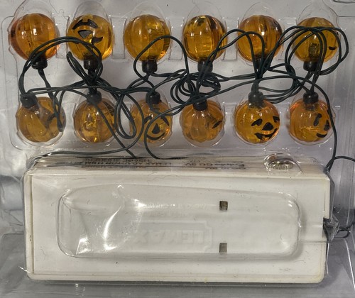 Lemax 24759 12 LIGHTED PUMPKIN GARLAND STRING Spooky Town Halloween - Picture 2 of 6