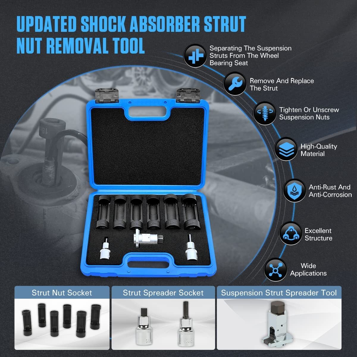 Shock Absorber Removal Tool Strut Nut Socket 16mm 18mm 19mm 21mm 22mm