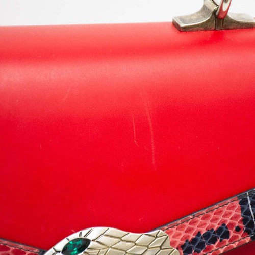 Gucci 453750 Schultertasche Handtasche 2-Wege Lilith Bamboo Coral Snake - Rot Leder - Bild 20 von 22