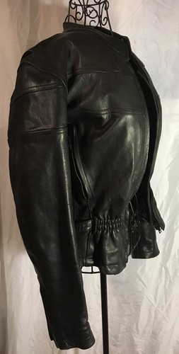 Genuine heavy lined leather women's motorcycle jacket, size XS - Picture 2 of 12