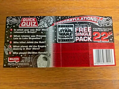 Walkers Chips: Star Wars Trilogie Faltblatt Quick Quiz / Free Pack Angebot