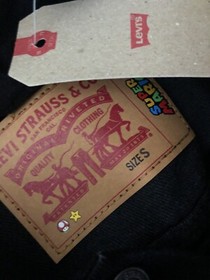 NWT Small LEVI'S X SUPER MARIO Bros Denim Black Jean Jacket Nintendo POWERUP NES