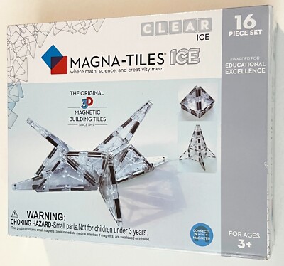MAGNA-TILES Clear Ice 3-D Magnetic Building Tiles 16-Piece Set No. 18716 New!