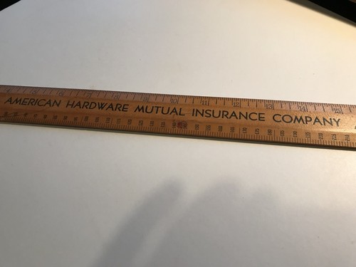 VINTAGE AMERICAN HARDWARE MUTUAL INSURANCE CO WOODEN SLIDE YARDSTICK RULER - Picture 2 of 4