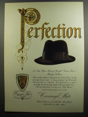 1952 Cavanagh Hats Perfection Ad - A new year round weight down-turn