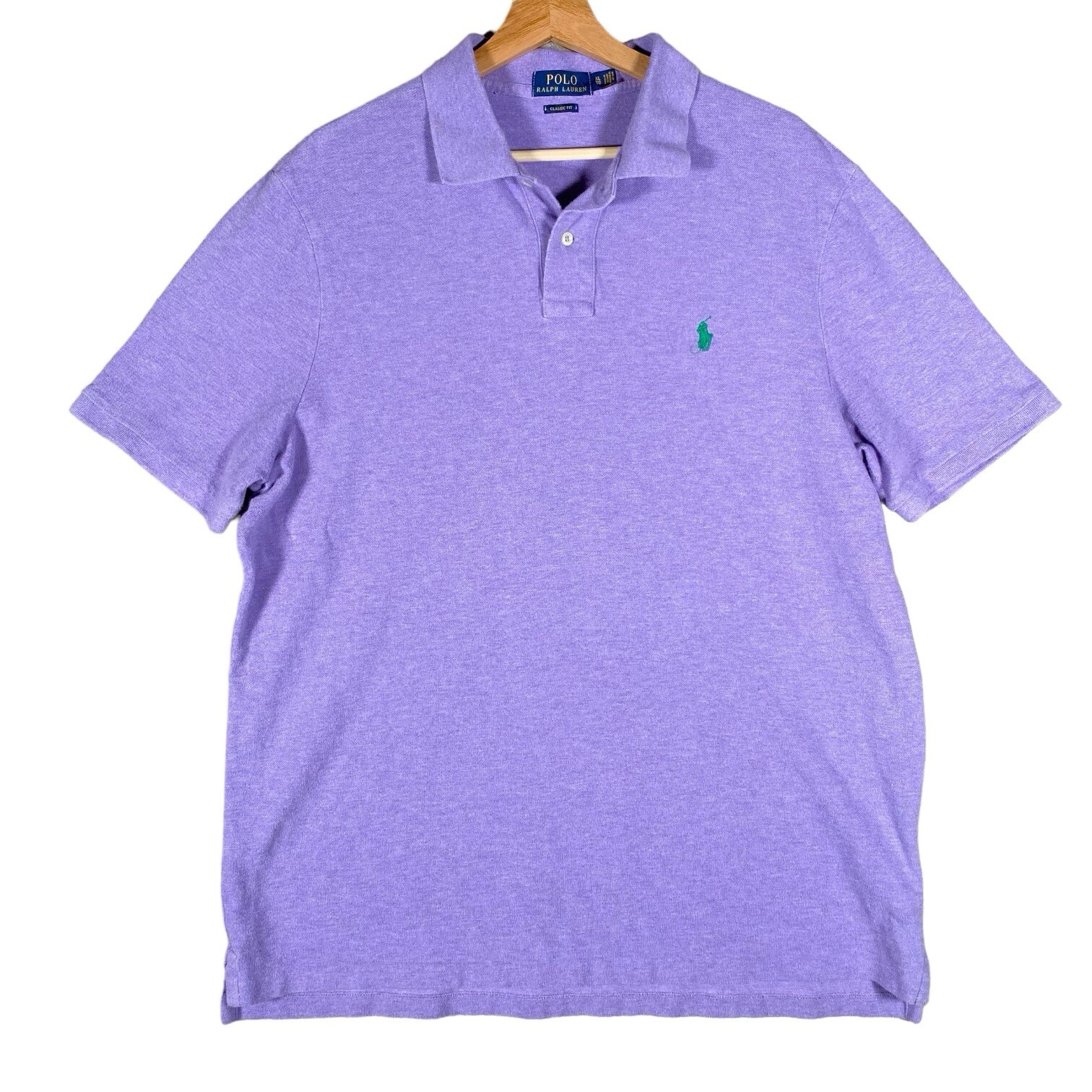 Polo Ralph Lauren camicia uomo XL vestibilità classica golf manica corta viola verde pony