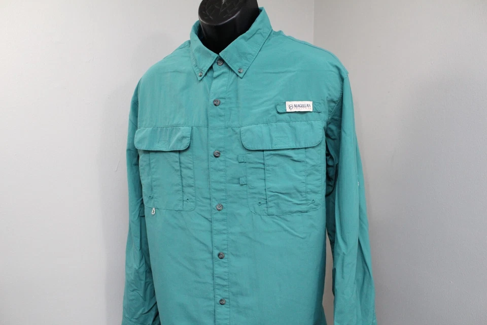 Magellan Vented Fishing Shirt Nylon Teal Relaxed Fit Wicking Long Sleeve Mens XL - Image 2 of 4