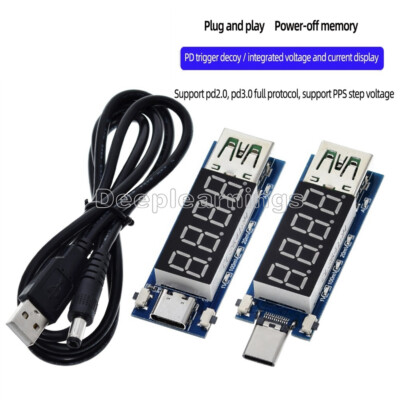 Type-C PD Quick Charge Trigger Module DC Digital Display Voltage Current Meter F