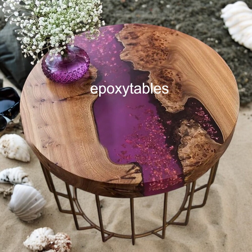 Purple Elegant Epoxy Resin Modern Furniture Counter Top Slab Design Garden Decor