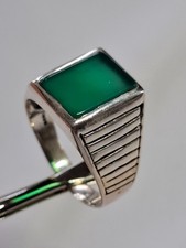 Silber 925 Herrenring massiv grüner Onyx Gr. 73 / 23,2 mm NEU
