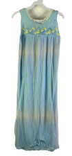 Vintage 70s Womens Small Nylon Chiffon Floral Embroidered Negligee Slip