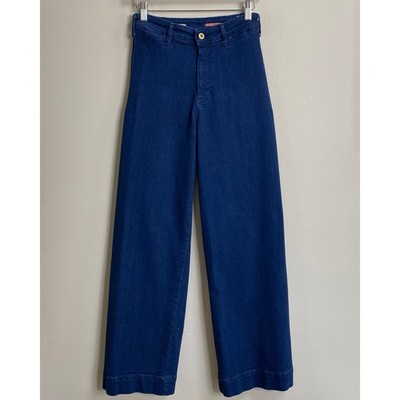 Anthropologie Pilcro Dark Wash The Skipper Wide Leg Jeans Size 25 Boho Retro
