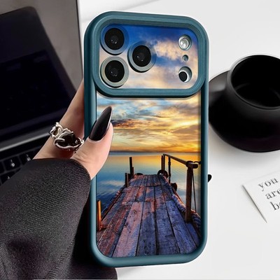 Phone Case For iPhone 16 17 Pro Max 17E 16E 15 14 13 11 Scenery Silicone Cover