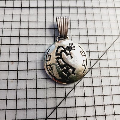 Pendant VTG Kokopelli Sterling 925 Southwest Native Flute Tribal Ethic Charm Y2K