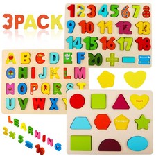 Wooden Puzzles for Toddlers Voamuw Alphabet Number Shape Learning Puzzle Kids