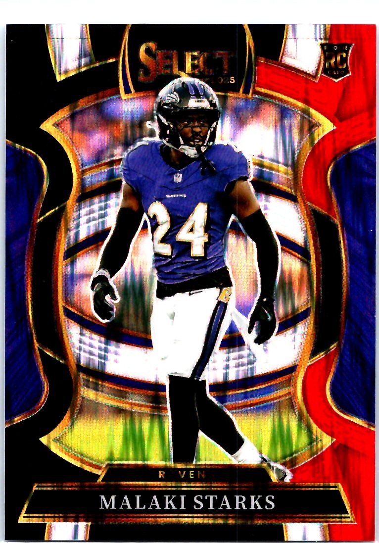 2025 Panini Select #61 Malaki Starks Black and Red Prizm Shock