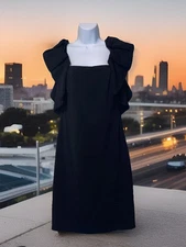 Badgley Mischka Dress Women 8 Sculpted Ruffle Shoulder Straps Sheath 11575854