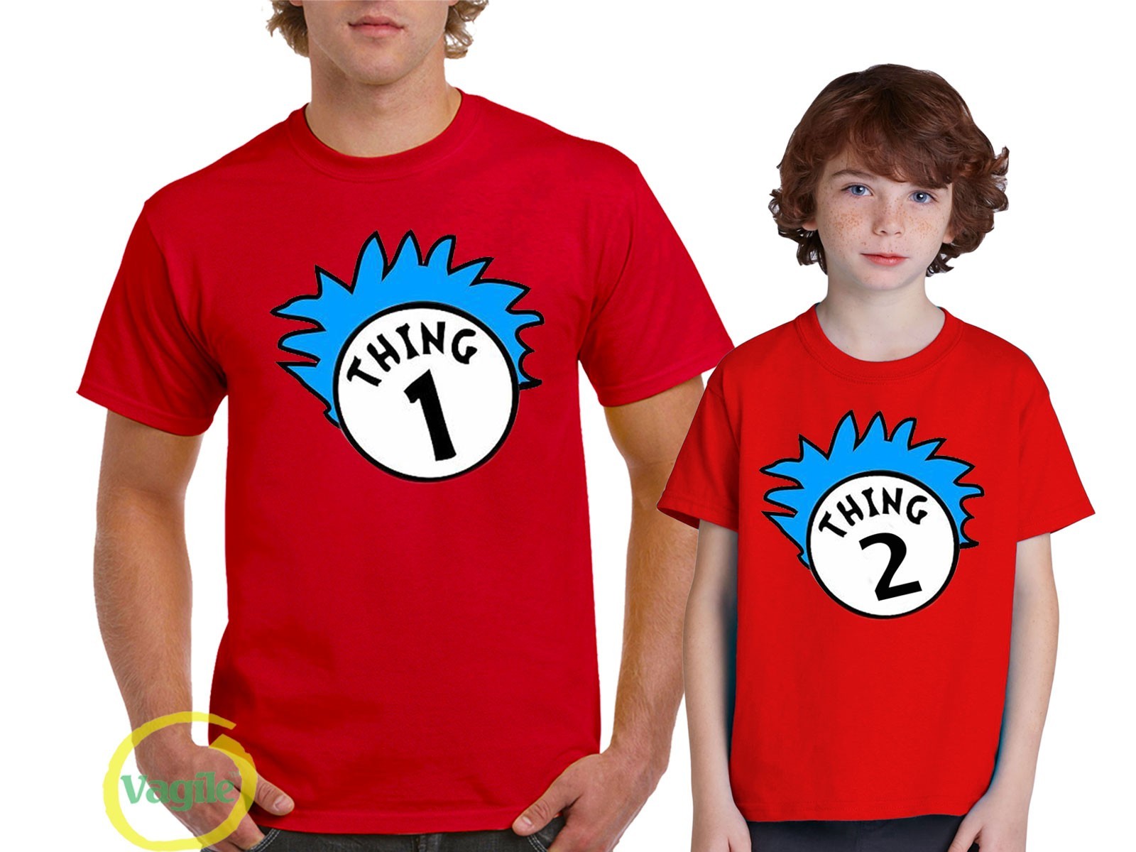 Thing One 1 And Thing Two 2 T-Shirt Couples Matching Funny Costume Cat