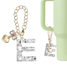 Letter Charm for Stanley Tumbler Cup, Bow Heart Initial E Letter Charm, White