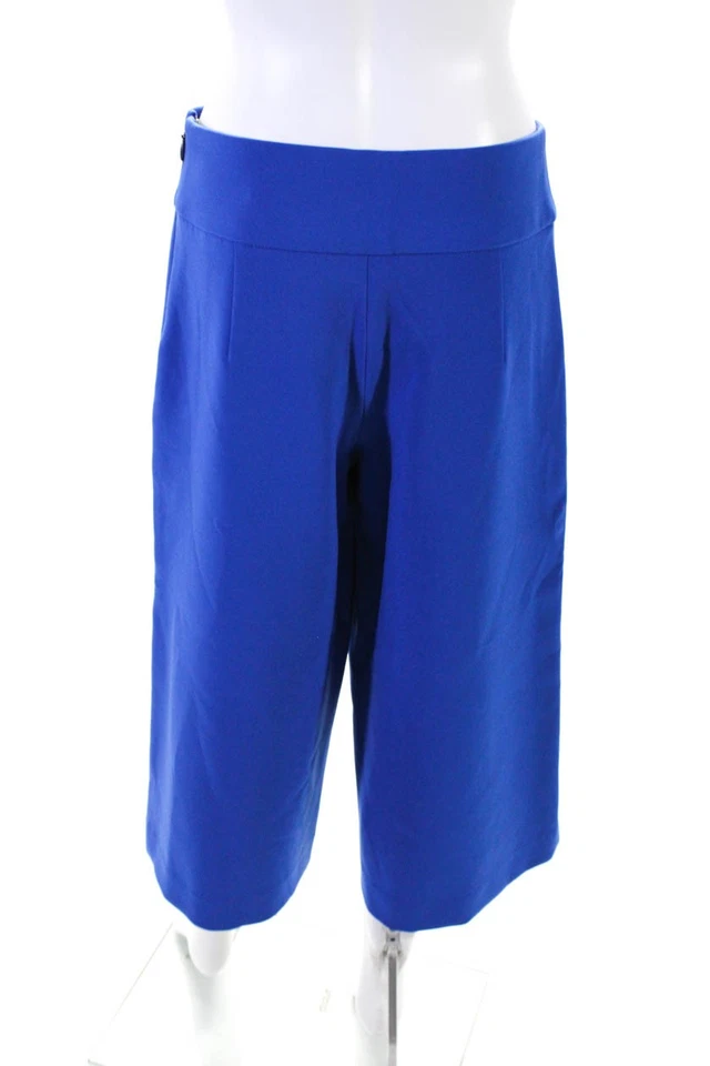 Pantalones Artelier Nicole Miller Mujer Frente Plano Recortados Pierna Ancha Azul Talla 6 Foto 3 de 4