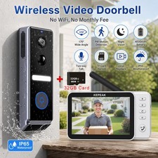 32GB Smart Video Camera Door Bell Wireless Security Doorbell Intercom w/ Monitor