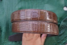 Brown Genuine CROCODILE Belly LEATHER Skin Men's Belt W 1.3 inch #Y25