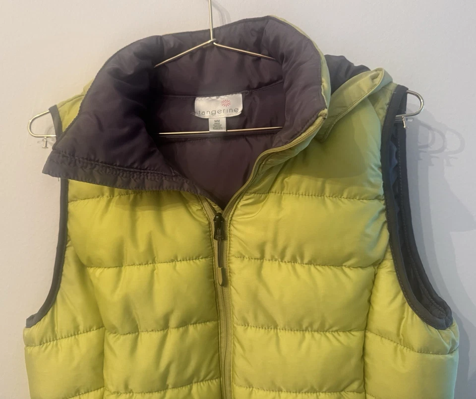 Chaleco acolchado mandarina con capucha cremallera completa con bolsillos para mujer talla M Foto 2 de 4