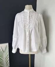 ZARA Romantic Lace Boho Long Sleeve Button Embroidery Blouse Isabel Marant Stye