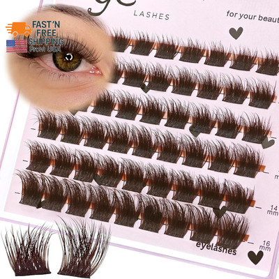 Brown Lash Clusters C Curl Natural Wispy Eyelash Clusters 10-16Mm Cluster Eyelas