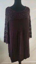 Phase Eight Mini Dress UK16 Burgundy Viscose Cotton Lace Sleeves, & Upper Bodice