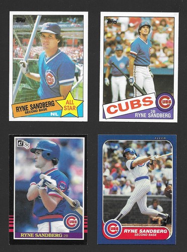 Ryne Sandberg 4-Card Lot Topps Fleer Donruss Chicago Cubs HOF