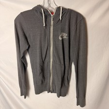 Nike Sportswear Gym Full Zip Hoodie Women  s XS Gray Heathered Jersey