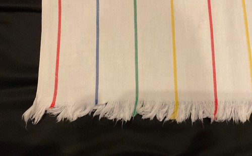 Vtg RAINBOW STRIPED KITCHEN/Tea Towels Wonderful Fringe Ends SET/5 NOS ca 1950s - Picture 6 of 9