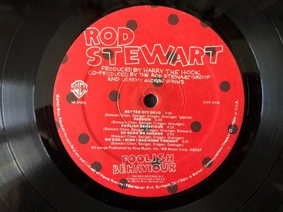 ++ RECORD ONLY NO COVER ++ Rod Stewart FOOLISH BEHAVIOUR 1980 Warner Bros VG